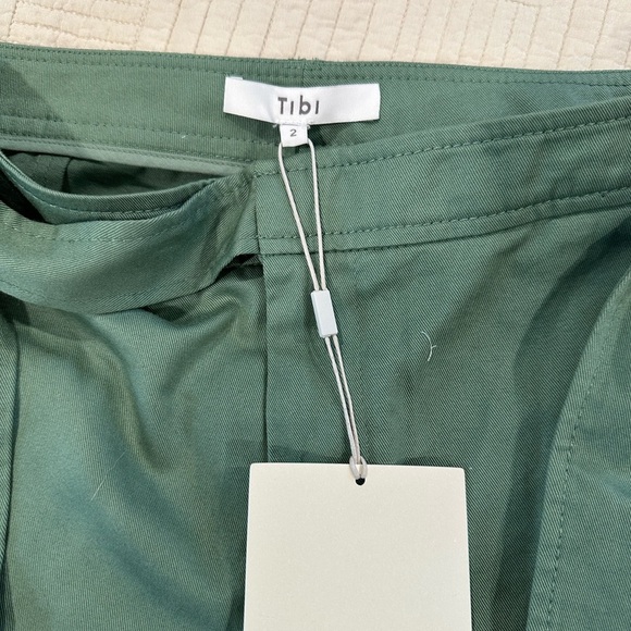 New🔥🔥🔥TIBI Preppy Tie-Waist Cargo Pants, Green, Size 2 - Picture 9 of 9